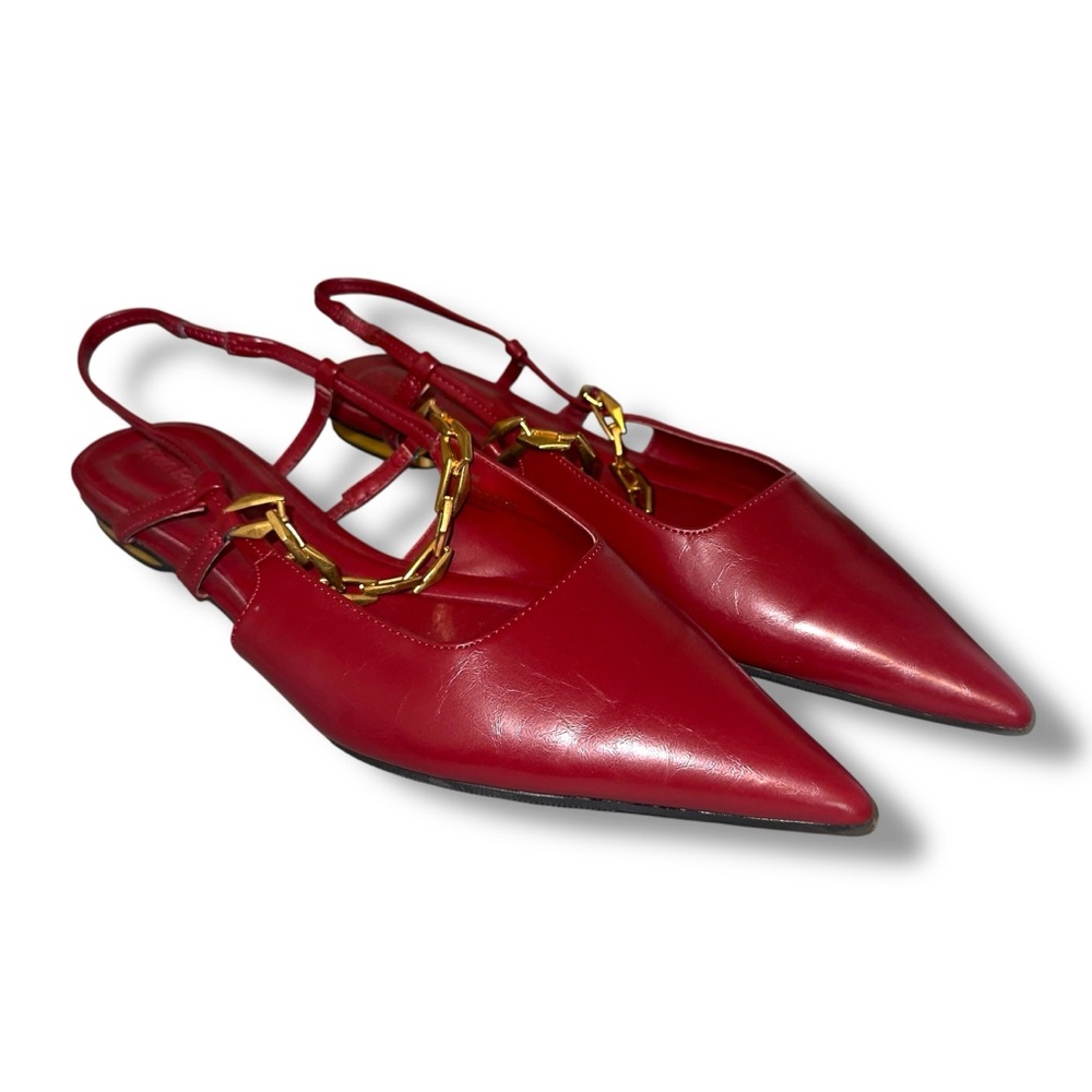 Elegant Red Women's Slingback Shoes Flats